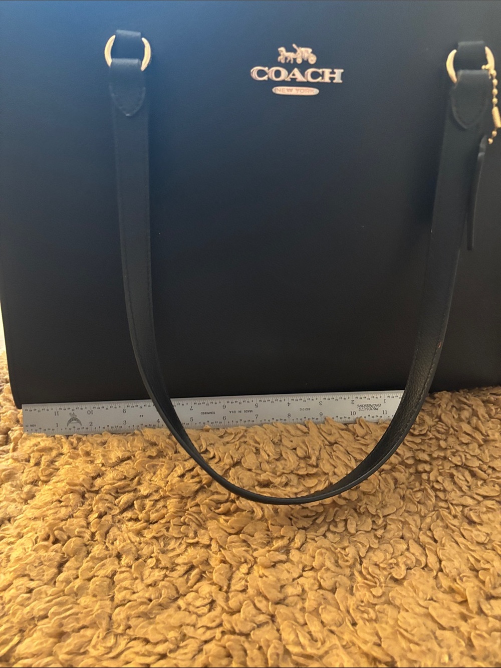Coach Black Leather Tote with Red Interior and Gold Hardware - Picture 4 of 6